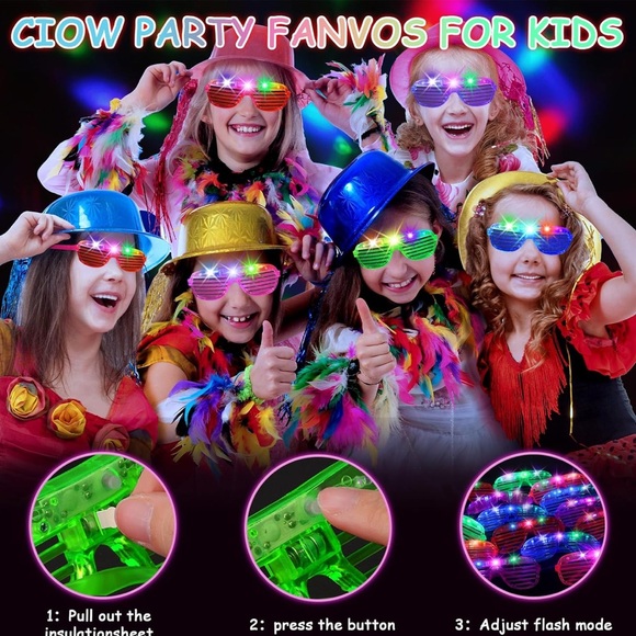 NWT 85pc LED Glasses, 5 Colors Light Up Glasses with 3 Light Modes - Picture 3 of 6